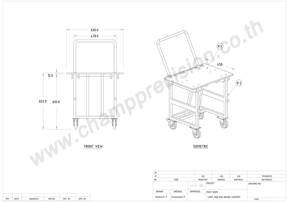 รถเข็นสแตนเลส stainless steel table truck